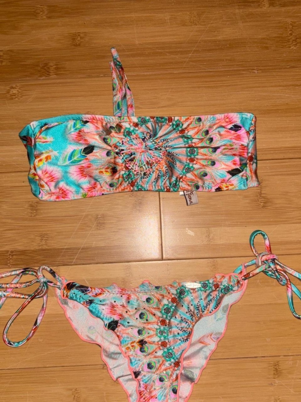 Luli Fama Turquoise & Coral Dream Catcher Bikini Set